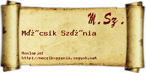 Mácsik Szénia névjegykártya